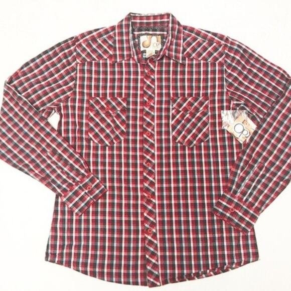 OP Mens Shirt 90s Retro Plaid Button Down Long Sleeve Medium NWT - Picture 1 of 8